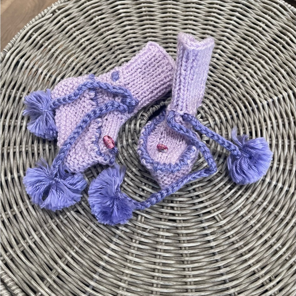 Purple Knit Kids Booties